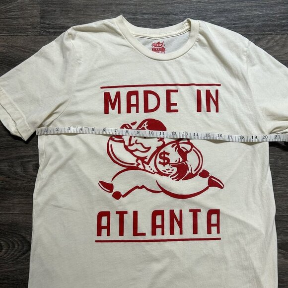 Buckhead Thread ATL Shirt Large Cream Red Tee Made in Atlanta Braves Local Pride - Picture 4 of 6